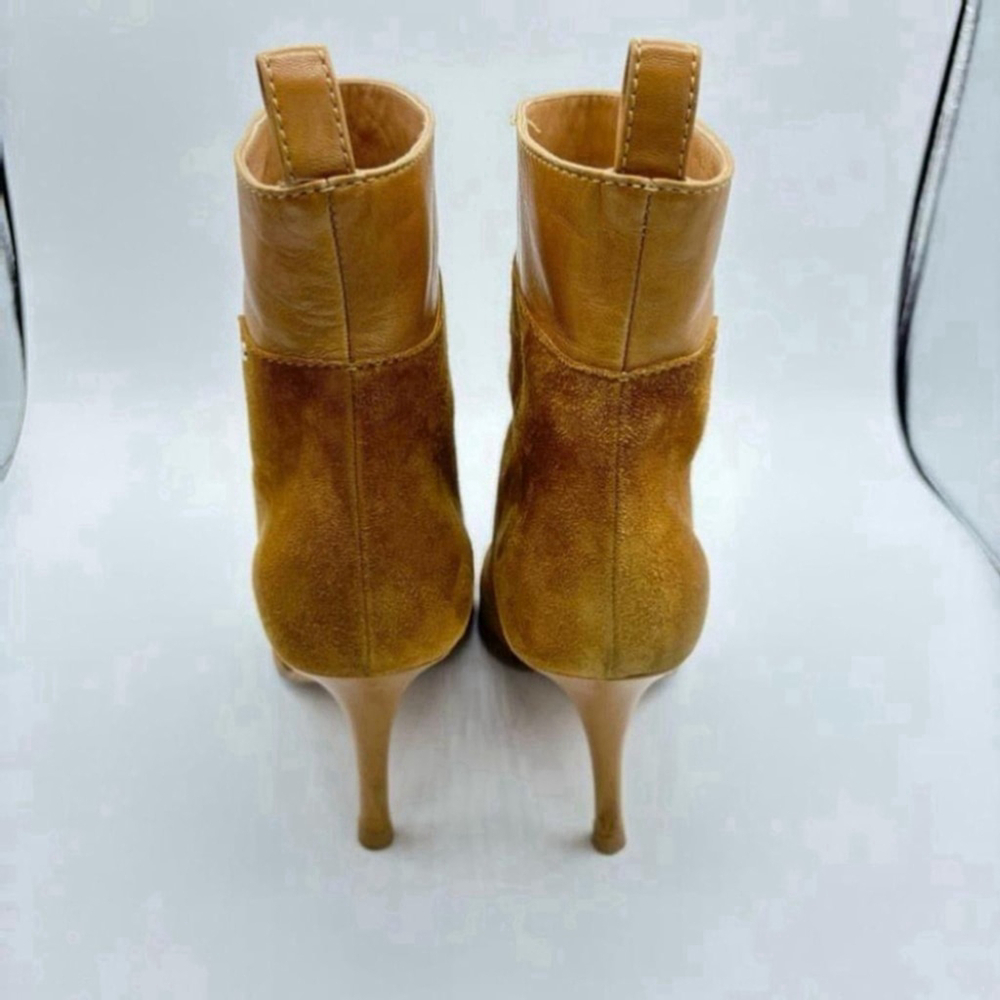 Christian Dior Suede ankle Boots Cd Logo Brown Stiletto Heel Bootie EU 37.5 - Picture 8 of 16